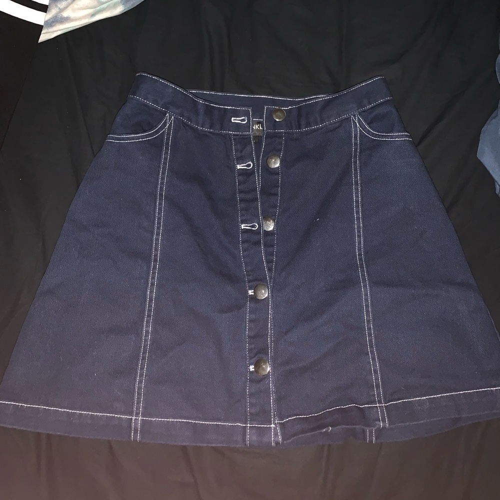 Dark wash jean mini skirt